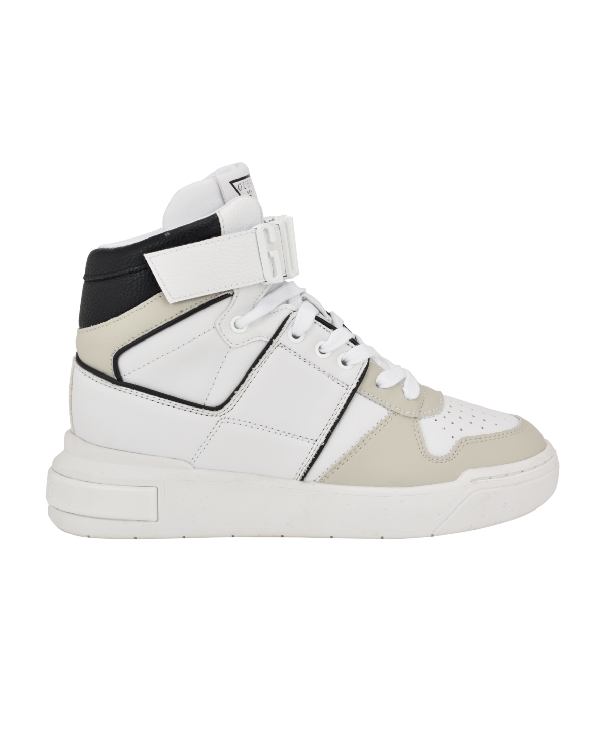 Guess Women's Corten Casual High Top Logo Lace Up Sneakers In White,black Multi