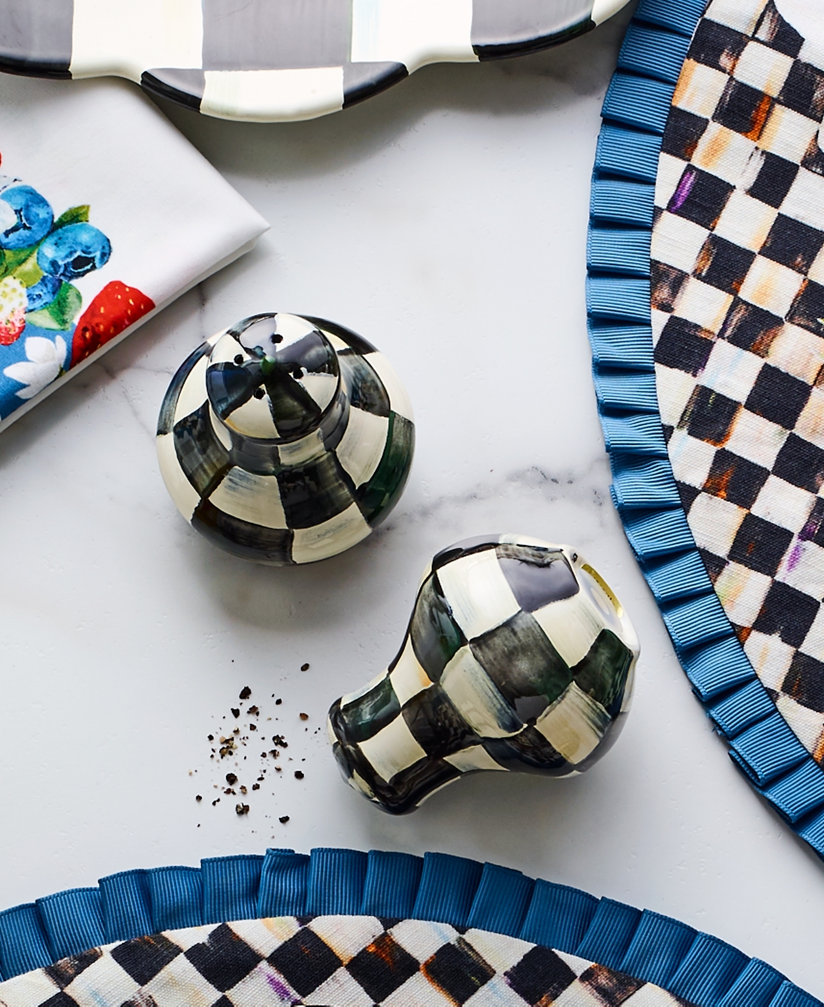 Mackenzie-childs Courtly Check Salt & Pepper Shakers In No Color