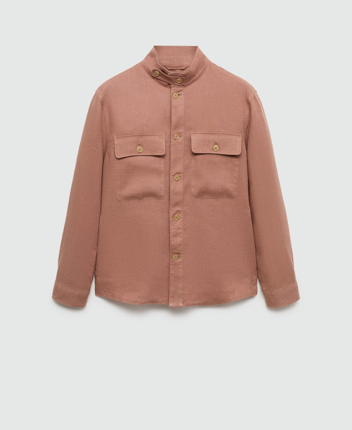 Mango Men's Linen Pockets Detail Overshirt In Pastel Pink