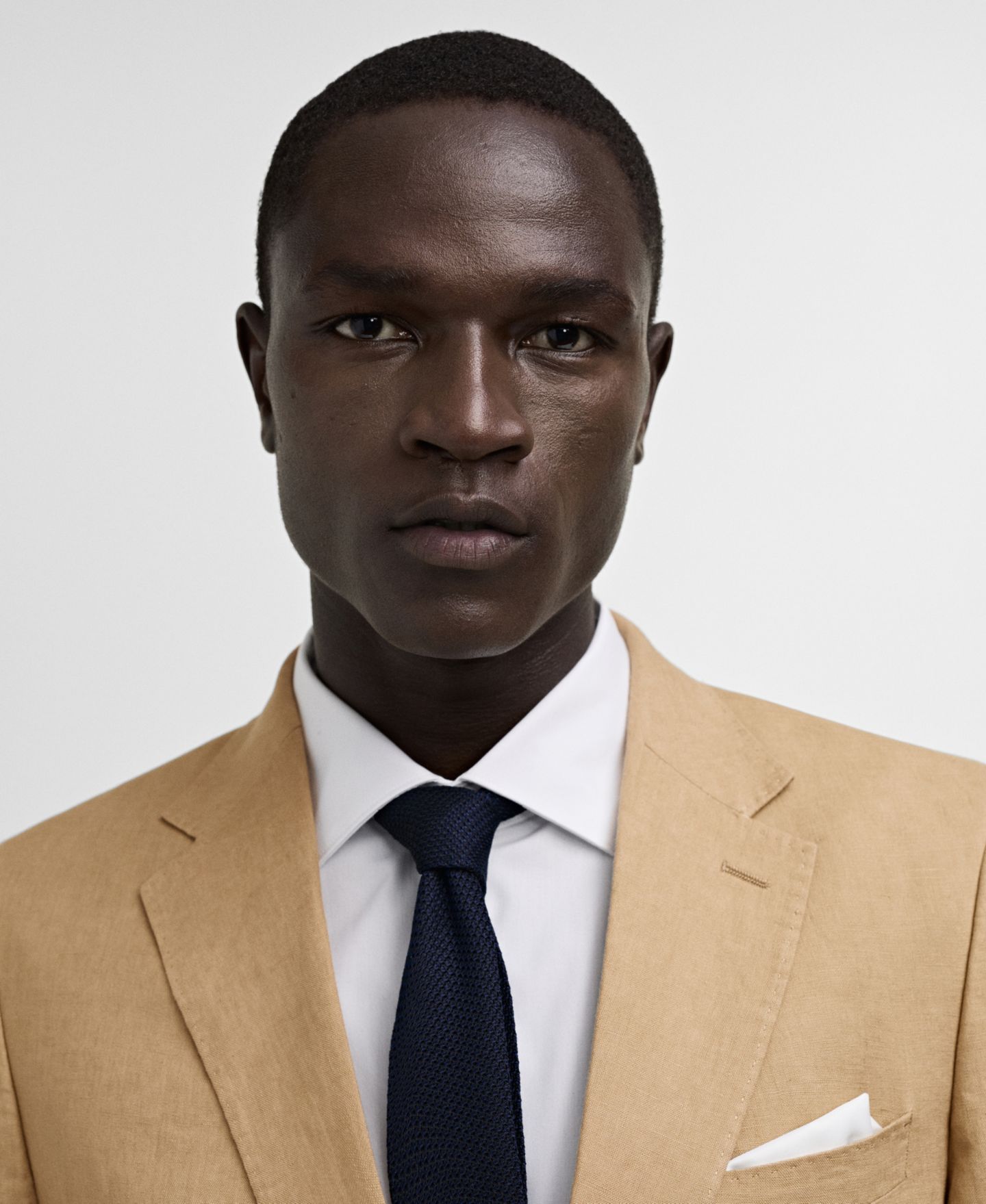 Мужской пиджак MANGO Linen Slim-Fit Suit Blazer, цвет: Средний коричневый — фото 3