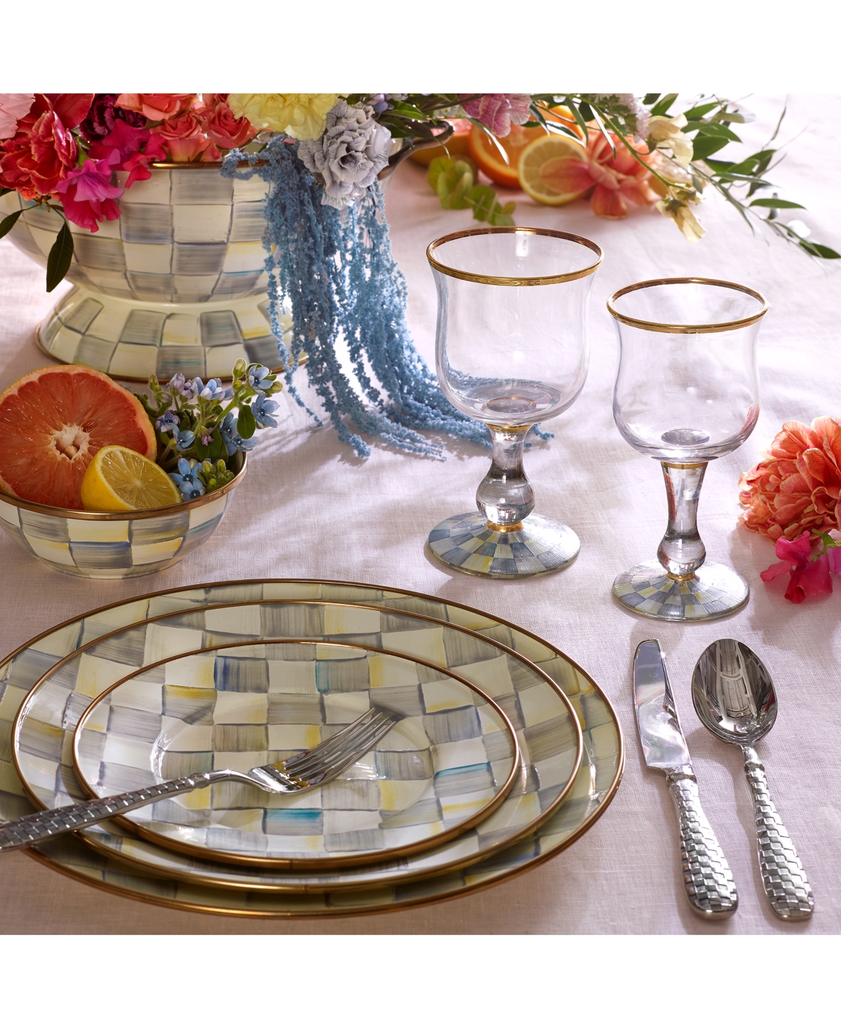 Mackenzie-childs Sterling Check Salad/dessert Plate In No Color