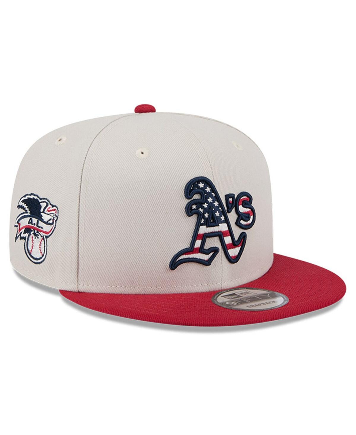 New Era Men's Red Oakland Athletics 2024 Fourth of July 9FIFTY Snapback Hat - Khaki