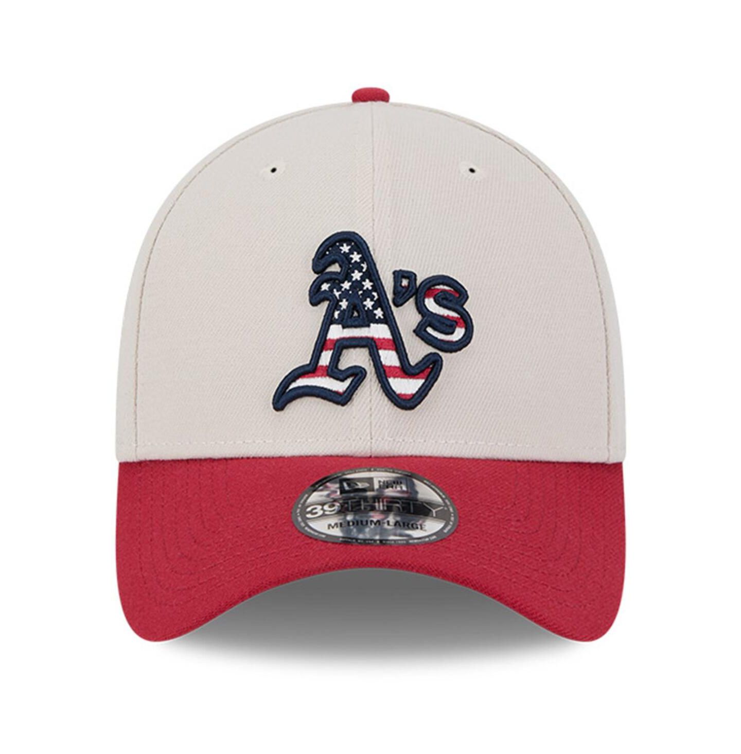 Мужская кепка New Era Red Oakland Athletics 2024 Fourth of July 39THIRTY Flex Hat — фото 2