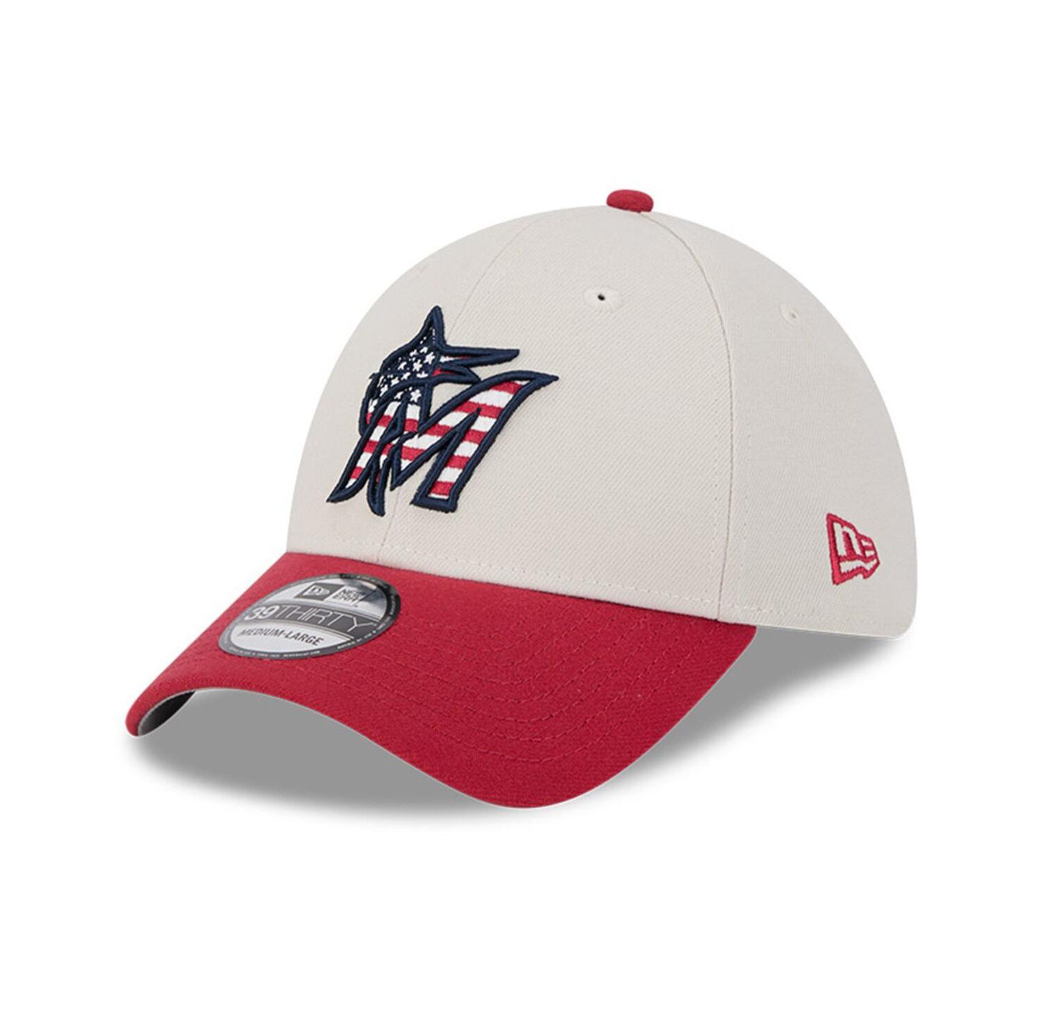 Men's Red Miami Marlins 2024 Fourth of July 39THIRTY Flex Hat