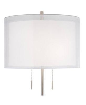 Roxie Modern Floor Lamp Standing 65 1/2" Tall Brushed Nickel Sheer Linen Double Drum Shade for Living Room Bedroom Office House