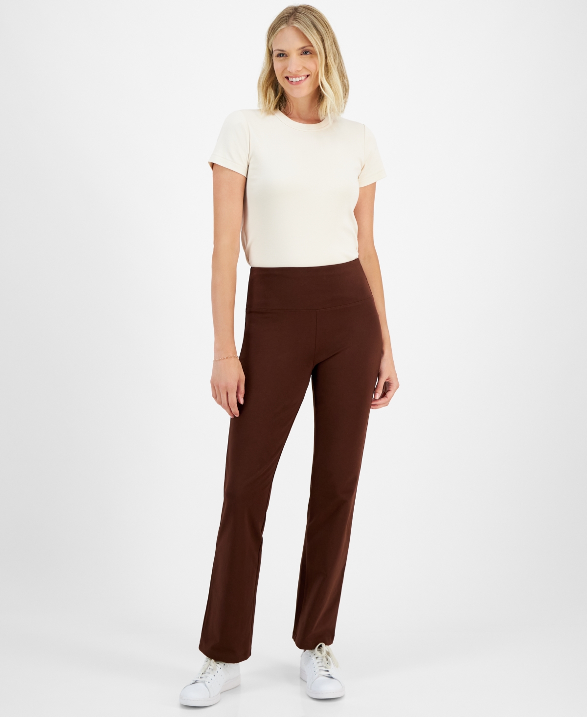 Style & Co Petite High-rise Bootcut Leggings, Created For Macy's In Grand Brown
