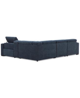 Nevio 5-Pc. Fabric Power Headrest Sectional and Chaise with 1 Power Motion Chair