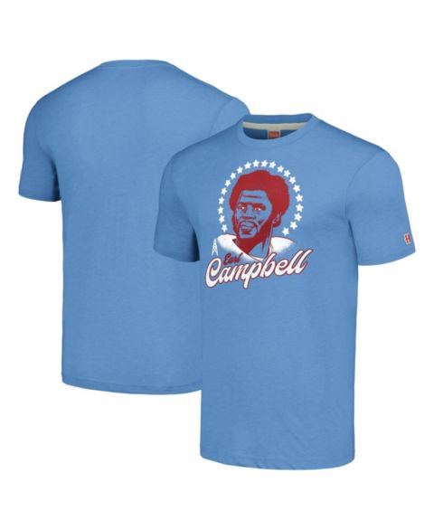 Мужская футболка Homage Earl Campbell Heathered Light Blue Houston Oilers Caricature Retired Player Tri-Blend