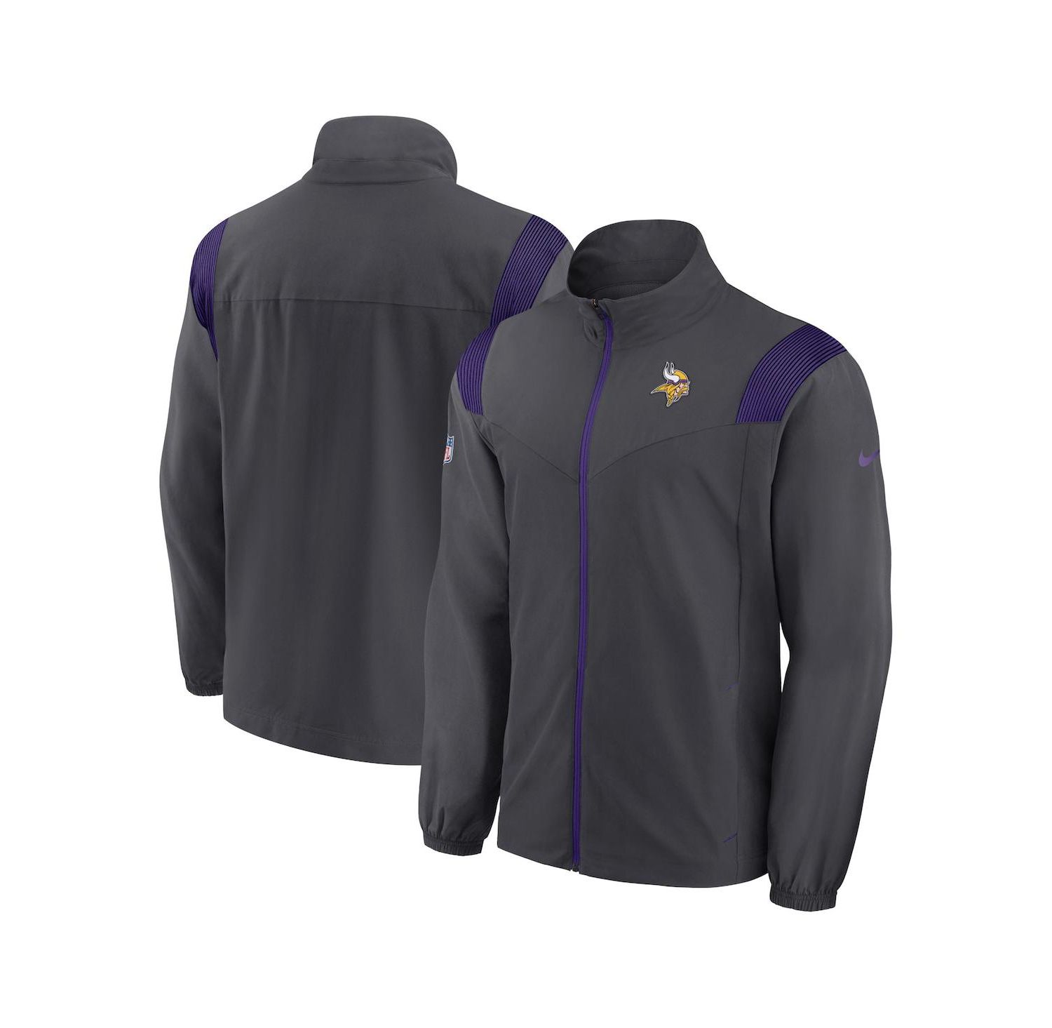 Men's Anthracite Minnesota Vikings Sideline Woven Logo Full-Zip Jacket