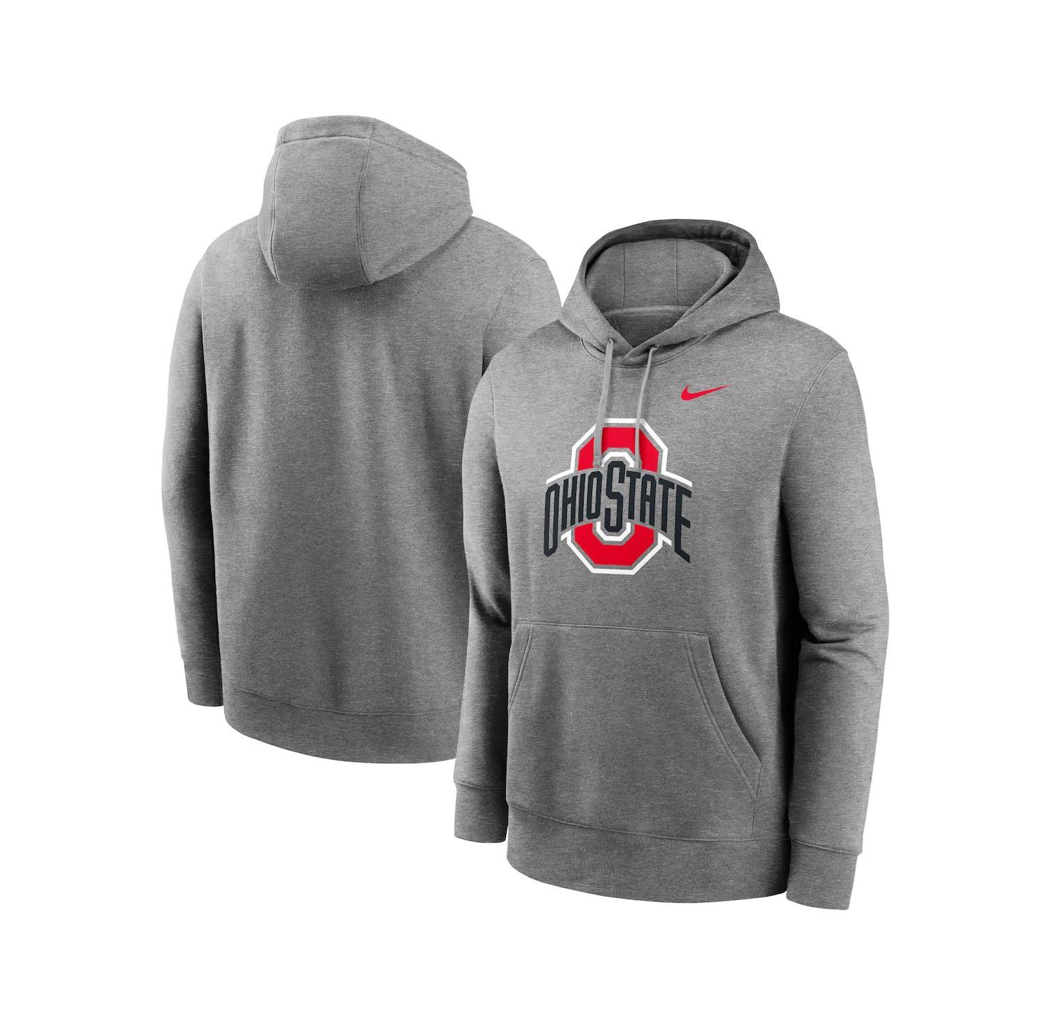 Men's Heather Gray Ohio State Buckeyes Primetime Evergreen Club Fleece Pullover Hoodie