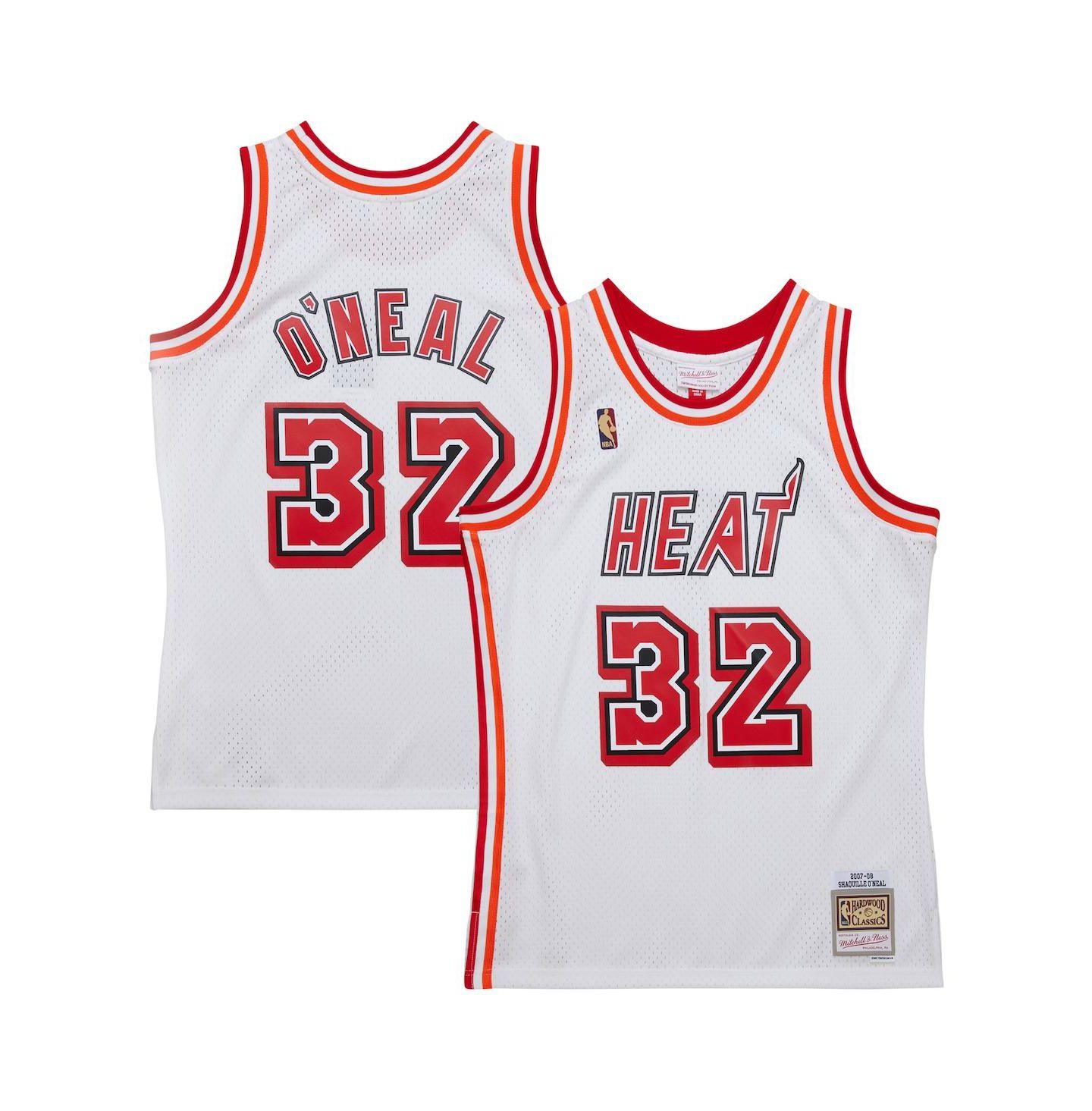 Мужской топ Mitchell & Ness Shaquille O'Neal White Miami Heat 2007/08 Hardwood Classics Swingman Jersey — фото 1