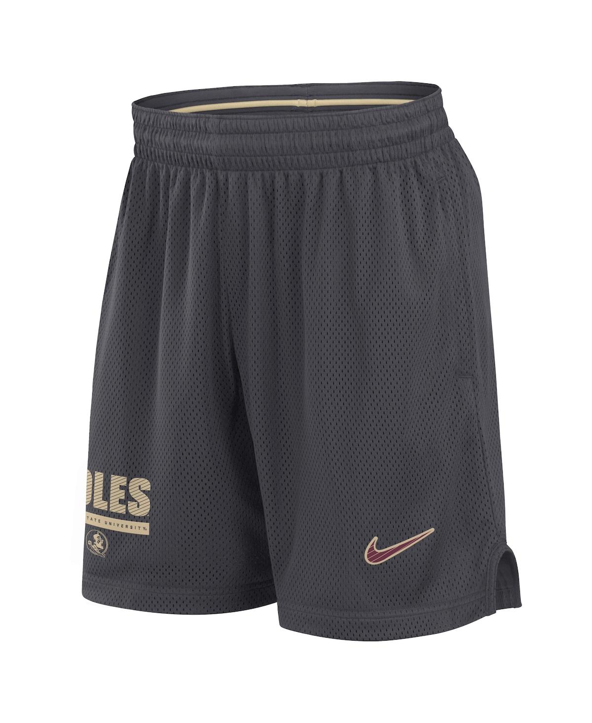 Nike Men's Anthracite Florida State Seminoles 2024 Sideline Mesh Shorts In Anthracite,gold