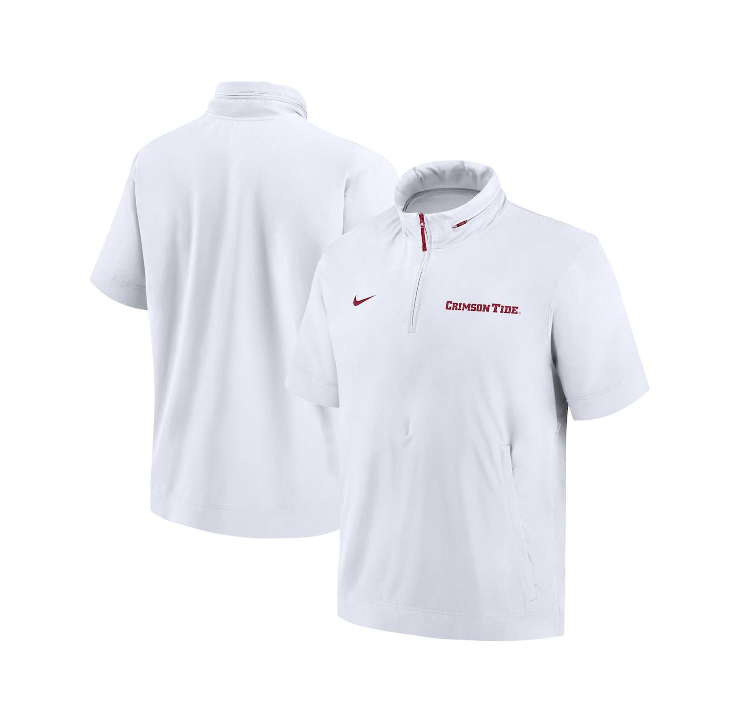 Men's White Alabama Crimson Tide 2024 Sideline Coach Short Sleeve Half-Zip Hoodie Jacket