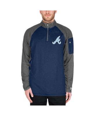 Men's Navy Atlanta Braves Father's Day Raglan Quarter-Zip Top
