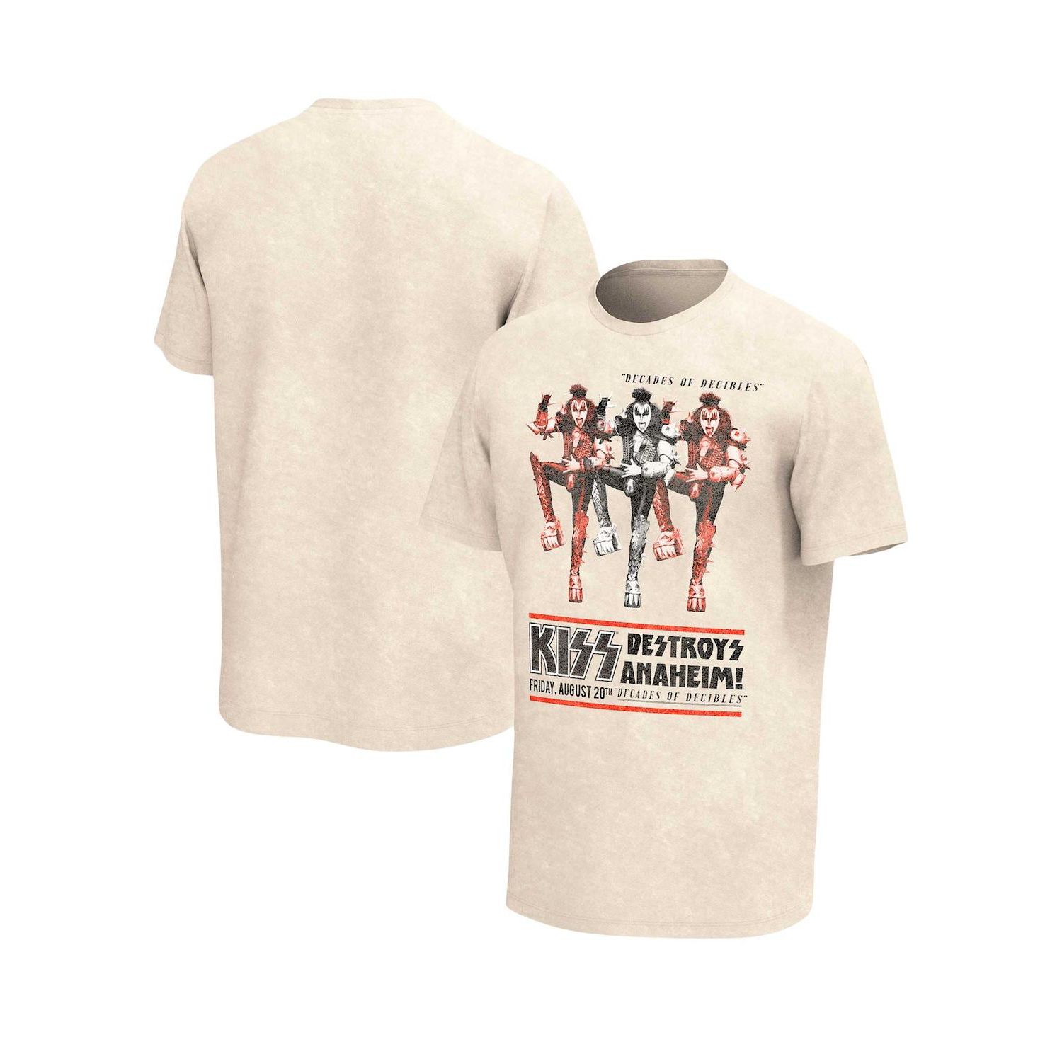 Men's Tan KISS KISS Destroys Anaheim Washed Graphic T-Shirt