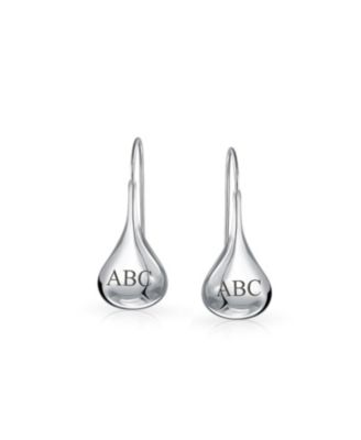 Simple Plain Puffed Teardrop Pear Shaped Rain Drop Earrings Fishhook Threader Polish Sterling Silver 1 Inch