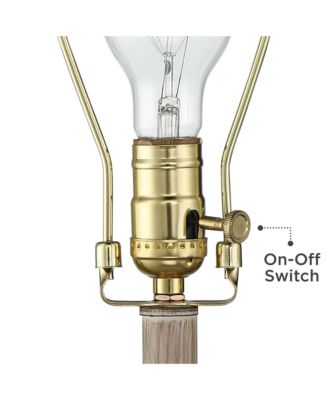 Glenn Rustic Farmhouse Table Lamps 27" Tall Set of 2 Dappled Sandy Beige Oatmeal Fabric Drum Shade for Bedroom Living Room Bedside Office