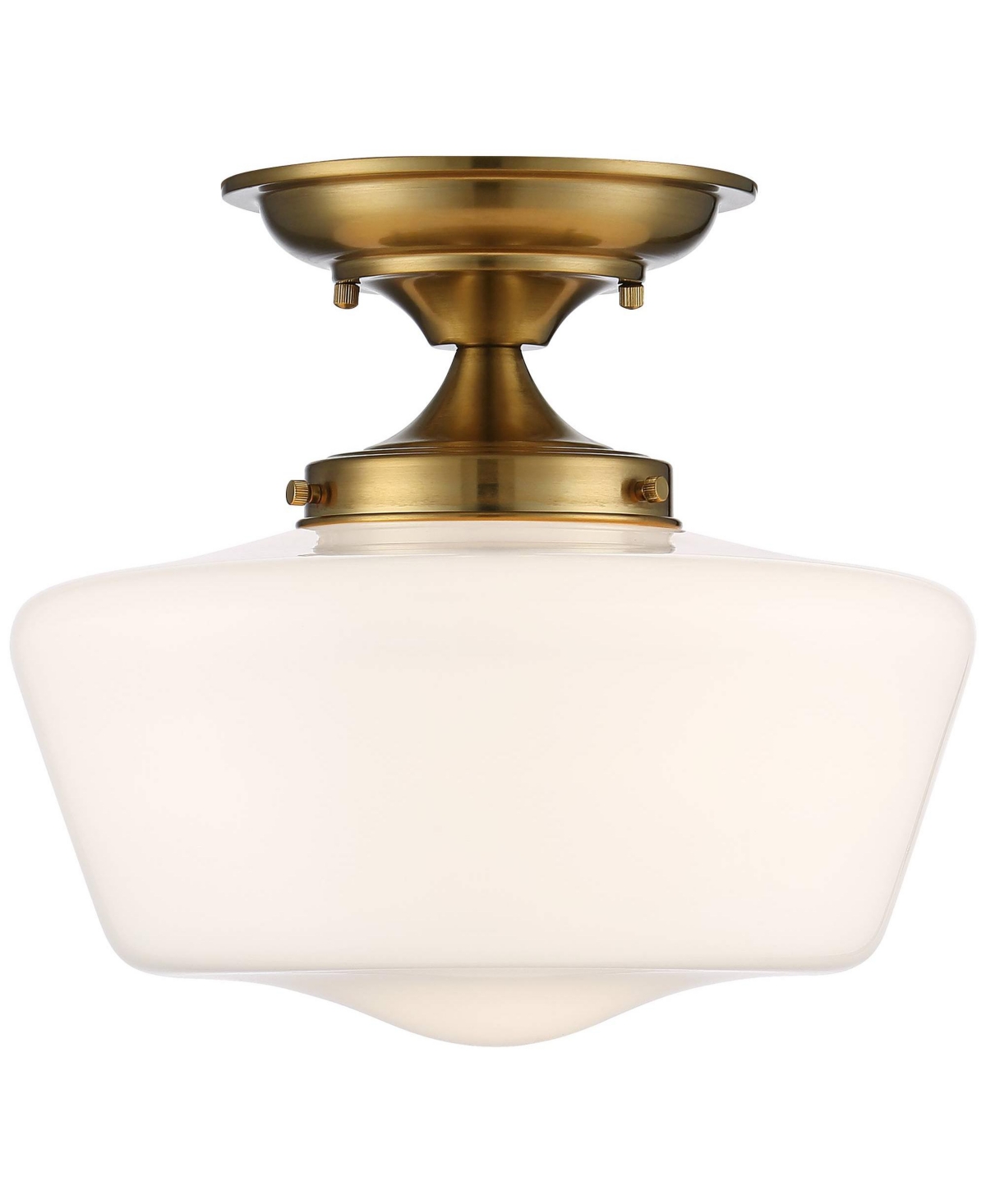 Regency Hill Schoolhouse Rustic Farmhouse Ceiling Light Semi Flush-Mount Fixture Wide SoftOpal White Glass for Bedroom Kitchen Living Room H