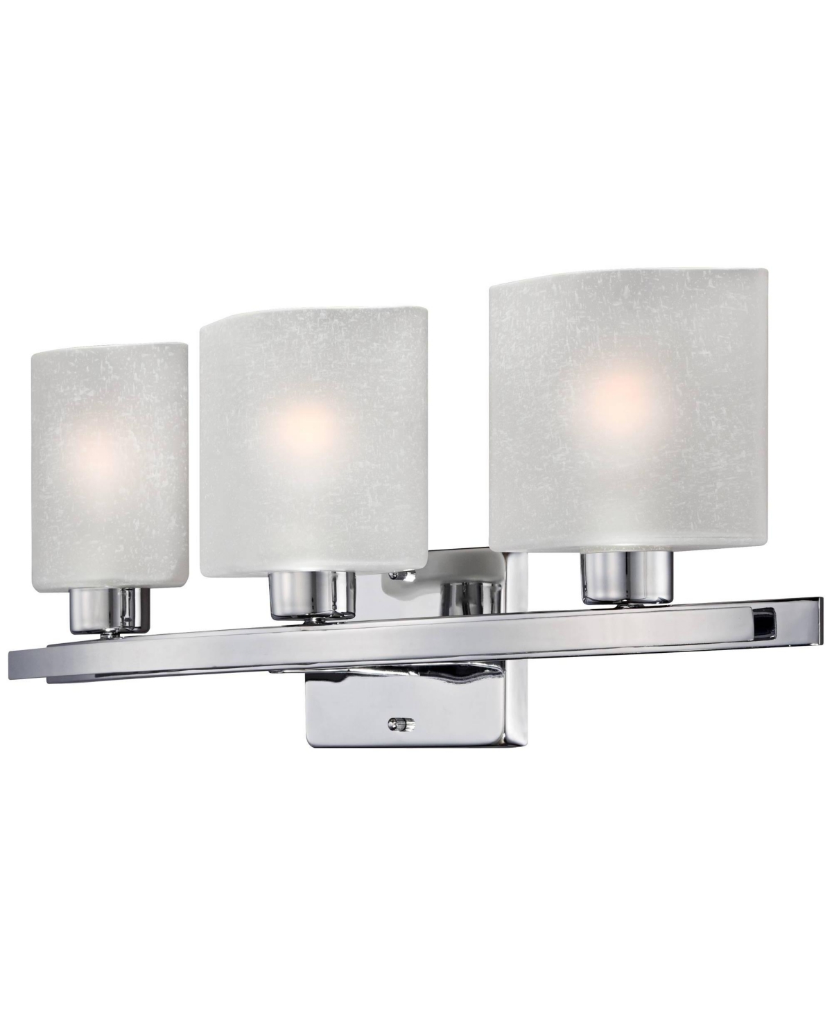 Possini Euro Design Linen Glass Modern Wall Light ChromeMetal Hardwired Wide 3-Light Fixture Straight Bar White Shade for Bathroom Vanit
