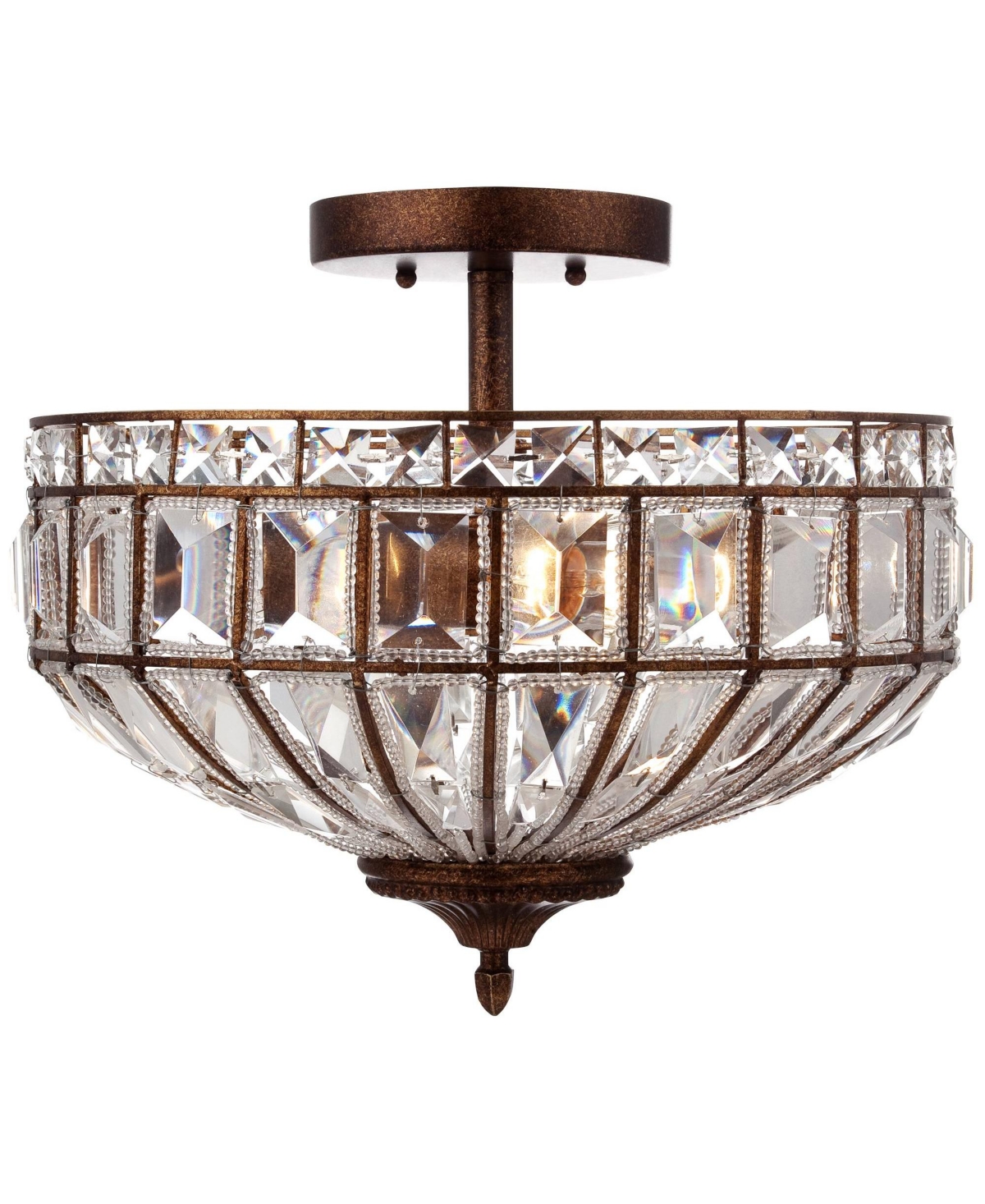 Vienna Full Spectrum Ibeza Ceiling Light Semi Flush Mount Fixture Wide MochaMetal Faceted Clear Crystal Glass Bowl for Bedroom Kitchen Livi