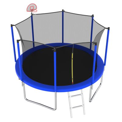 12 ft UV-Safe Trampoline with 8 Enclosure Poles and Safety Net