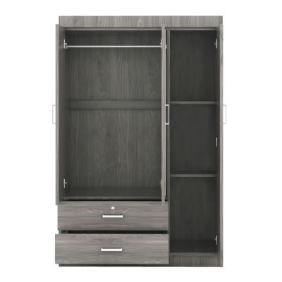 Streamdale 3-Door Mirror Wardrobe with shelves, Gray