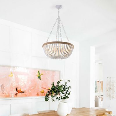 Streamdale Bohemian style Wood Beaded Chandelier Oak White