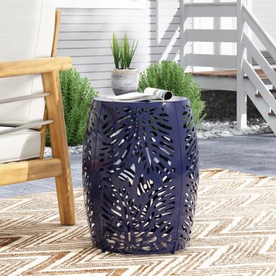 Modern Palm Leaf Side Table with Durable Iron Frame