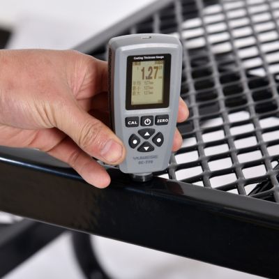 Streamdale Square Outdoor Steel Picnic Table 46" black, with umbrella pole