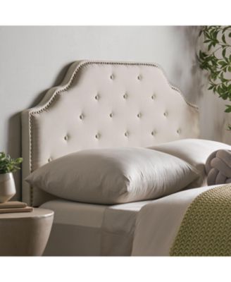 Streamdale Contemporary Button-Tufted Upholstered Headboard with Nailhead Accents