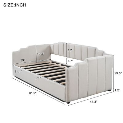 Streamdale Upholstered Daybed with Underneath Storage, Twin Size, White