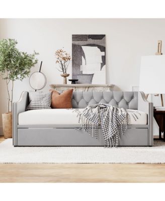 Twin Size Upholstered daybed with Pop Up Trundle