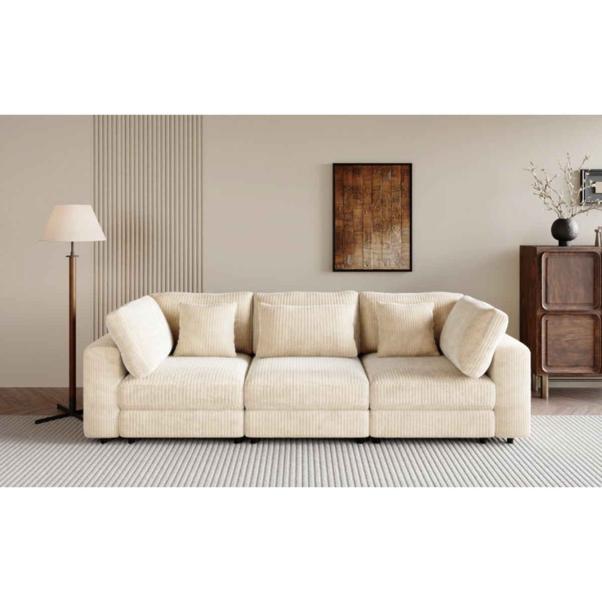 Streamdale Furniture Luxurious and Durable Corduroy Sofa with Ample Space Easy Assembly
