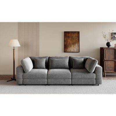 Corduroy Sofa with Ample Armrests (36.25"W)