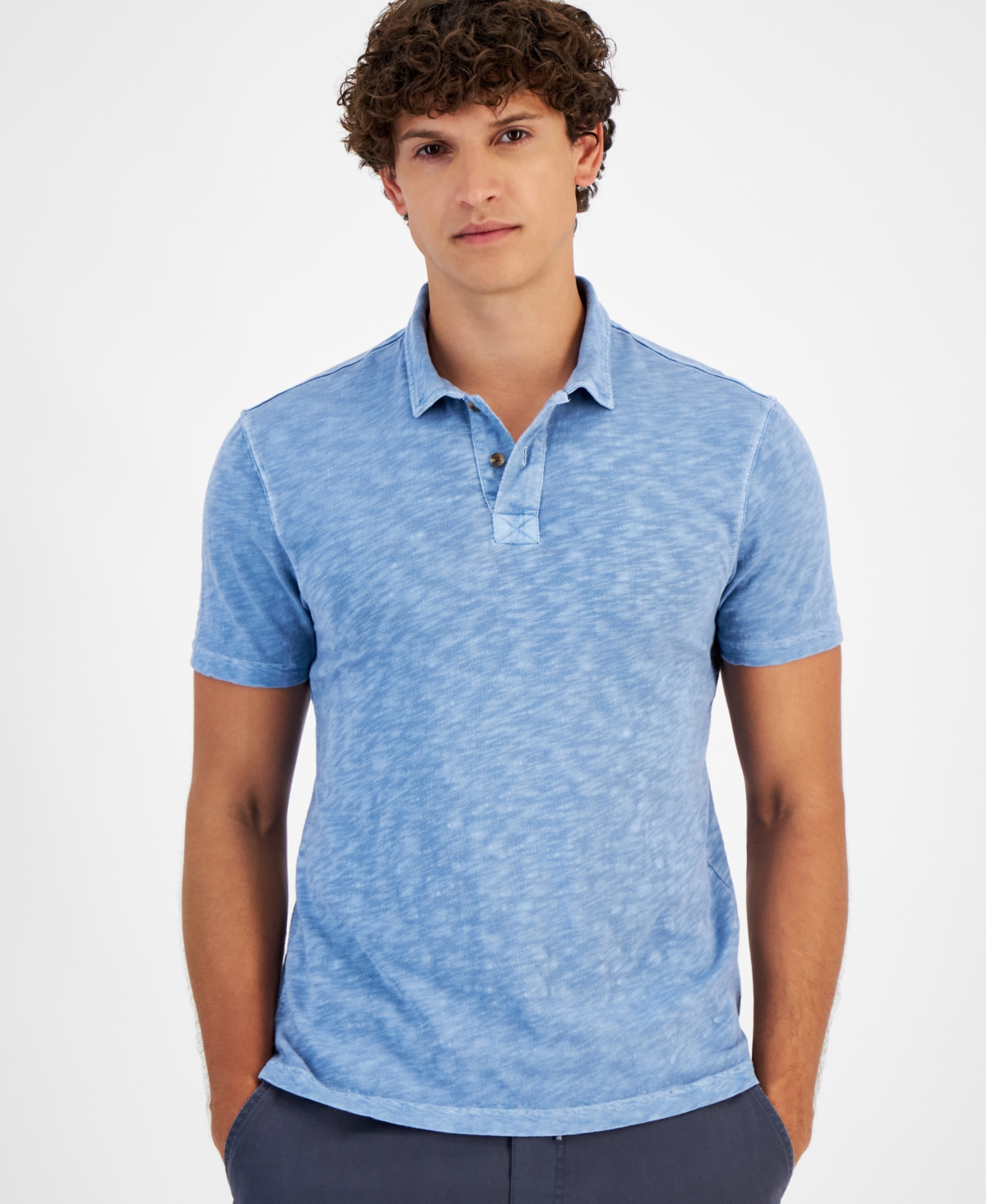 Shop Sun + Stone Men's Regular-fit Textured Polo Shirt, Created For Macy's In Hydrogen