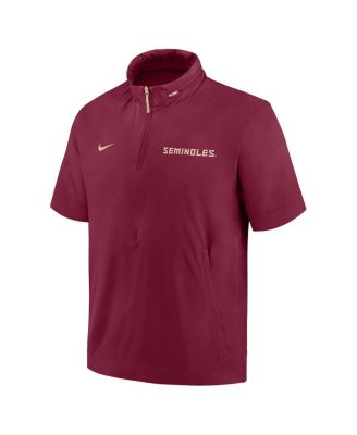 Men's Garnet Florida State Seminoles 2024 Sideline Coach Short Sleeve Half-Zip Hoodie Jacket