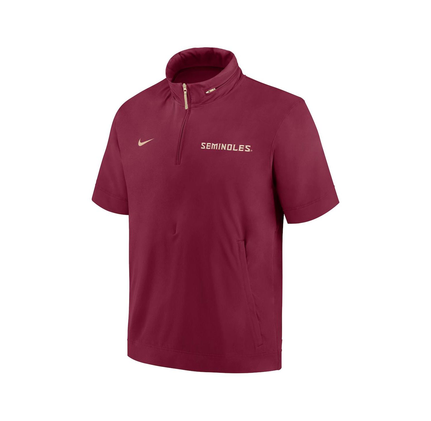 Men's Garnet Florida State Seminoles 2024 Sideline Coach Short Sleeve Half-Zip Hoodie Jacket