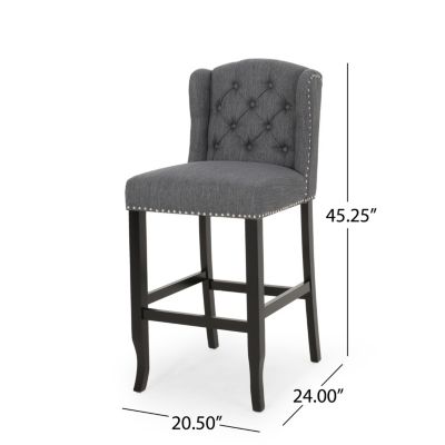 Sophisticated Upholstered Button-Tufted Wingback Barstools