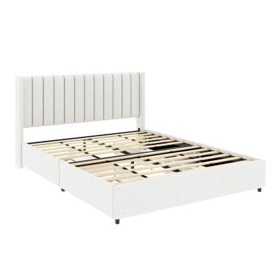   Andover Mills Queen Boucle Platform Bed with Storage