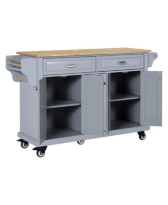 Cambridge Natural Wood Top Kitchen Island with Storage