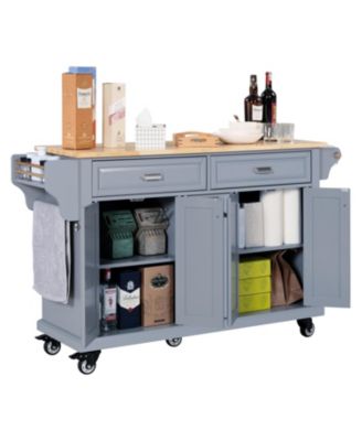 Cambridge Natural Wood Top Kitchen Island with Storage