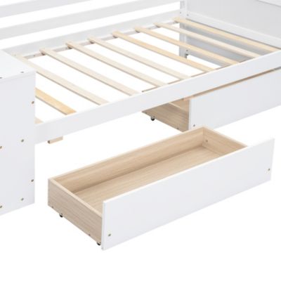 Streamdale Twin Size Daybed with Shelves and Drawers, White