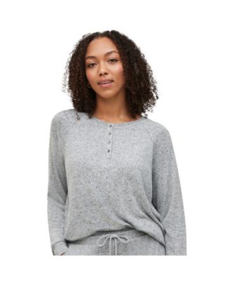 Women's Plus Size Marled Henley Lounge Top