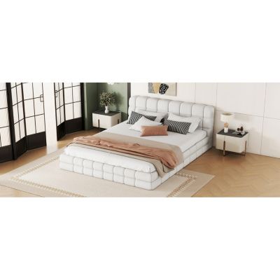 Streamdale Queen Size Upholstered Platform Bed, White
