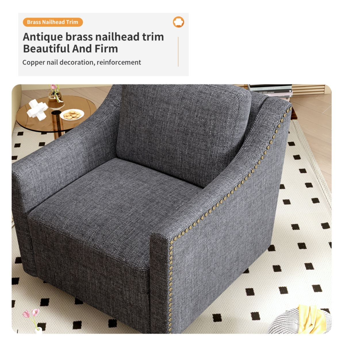 Streamdale Furniture Versatile 360° Swivel Barrel Chair for Modern Living - Black+ gray