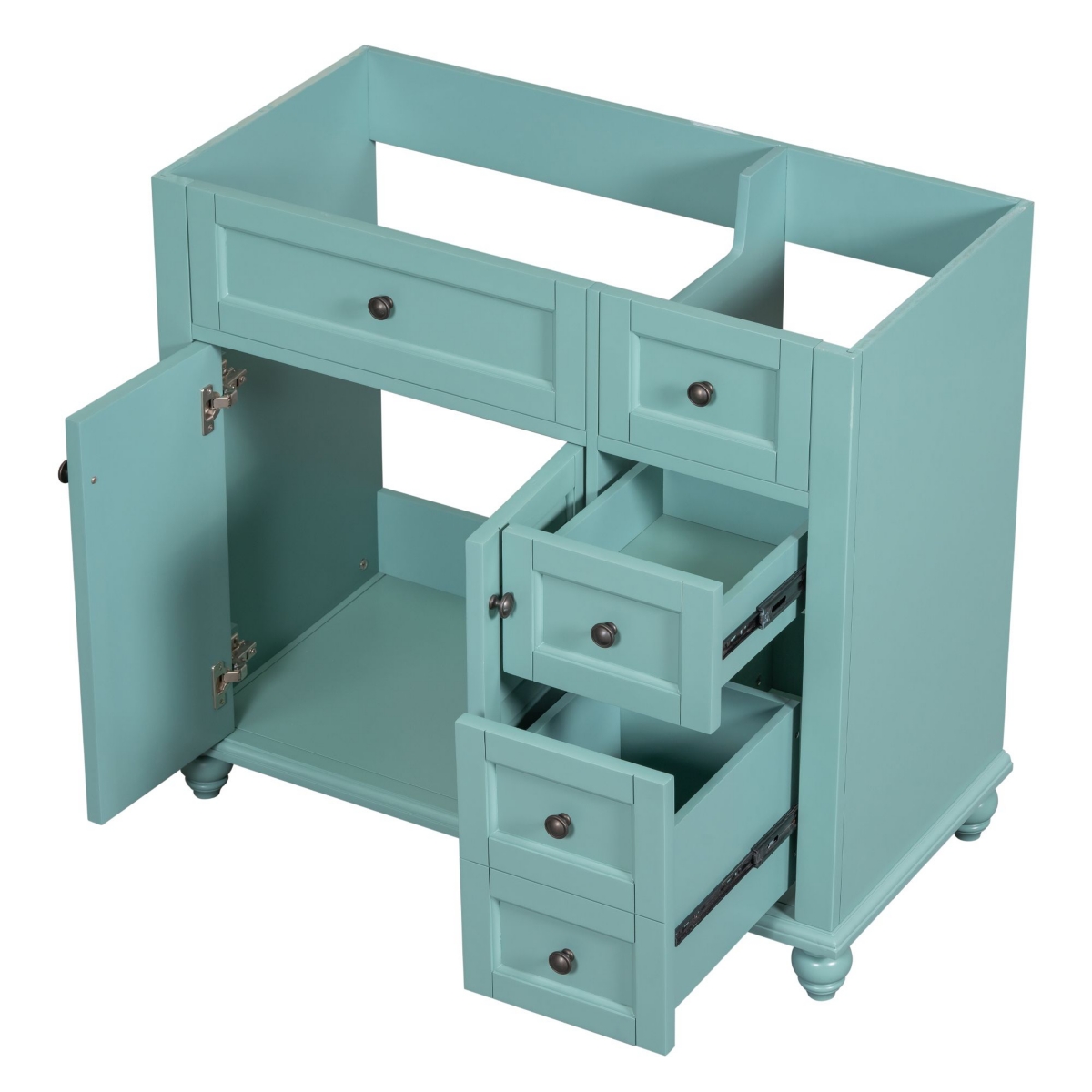 Streamdale Furniture Modern Bathroom Vanity with Solid Wood Frame, Ample Storage, and Unique Grille Design - Blue-green