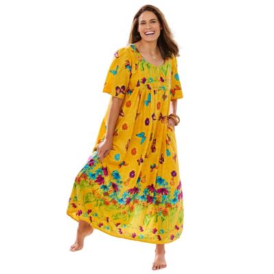 Plus Size Only Necessities Bib-Front Short Sleeve Maxi Lounger