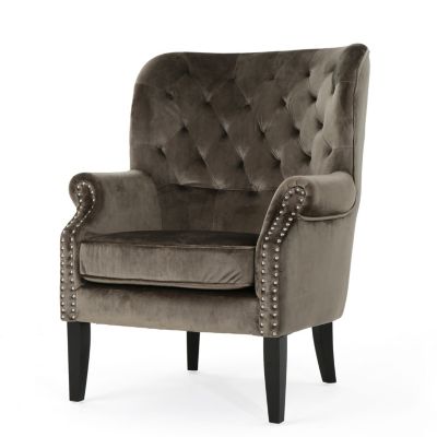 Streamdale Exceedingly Comfortable Velvet Club Chair with Handcrafted Detail