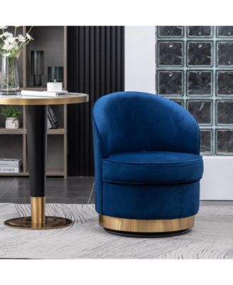Contemporary Velvet Swivel Chair, Blue