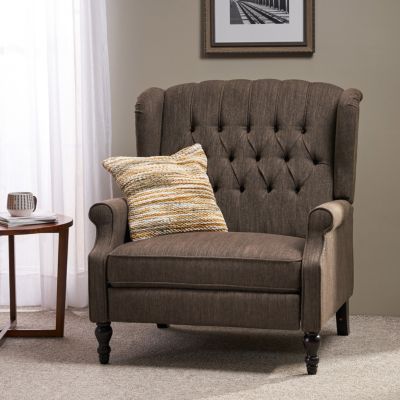 1 Count Fabric Contemporary Nailhead Wingback Pushback Recliner